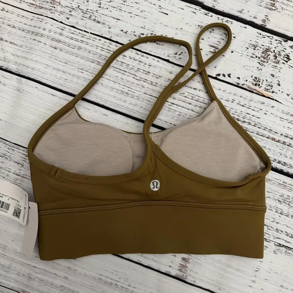 NWT Lululemon Flow Y Nulu Longline Bra *Light Support, A–C Cups Allspice Size 2